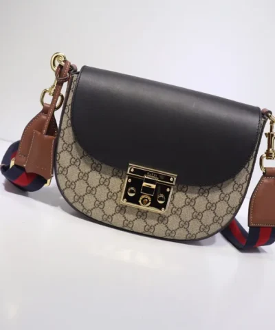 Replica Gucci Supreme Monogram Web Medium Padlock Messenger Shoulder Bag - high-quality designer bag dupe