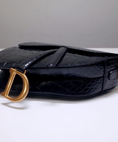Replica Dior Saddle Bag Crocodile Black - high-end replica designer purse