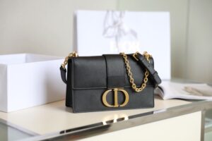 Replica Dior 30 Montaigne Black Grain - 1:1 premium replica handbag