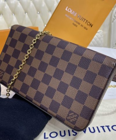 Replica Louis Vuitton Félicie Pochette Brown Grid