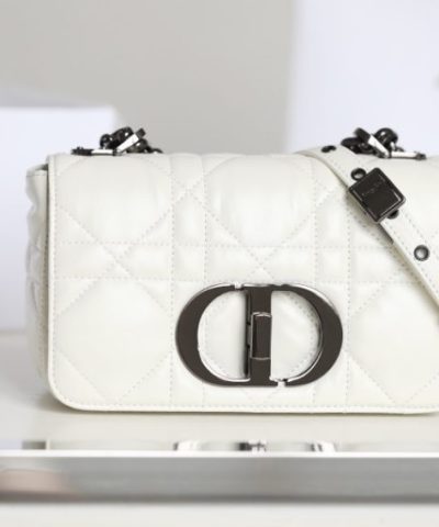 Replica Dior Caro Bag White Gunmetal - premium superclone handbag