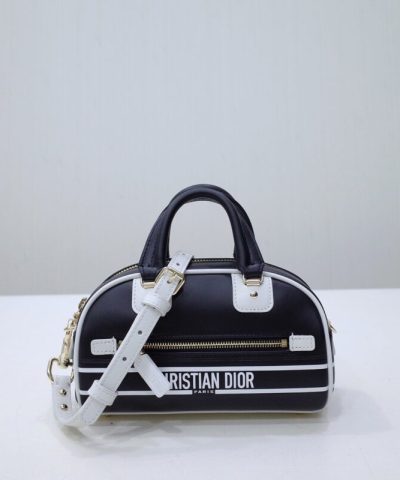 Replica Dior Vibe Zip Bowling Bag Black - designer handbag clone