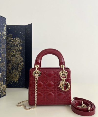 Replica Lady Dior Mini Red Patent