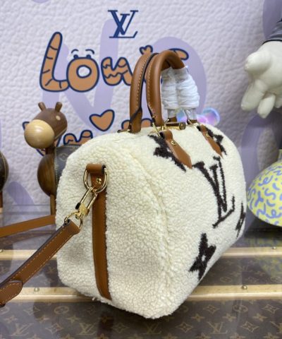 Replica Louis Vuitton Speedy Bandouliere 25 White Wool