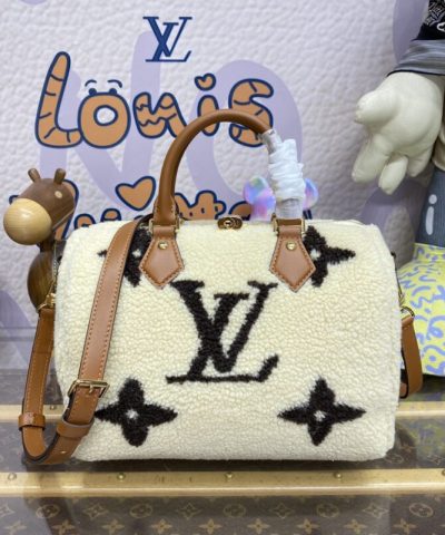 Replica Louis Vuitton Speedy Bandouliere 25 White Wool - 1:1 premium replica handbag