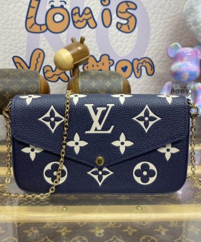 Replica Louis Vuitton Félicie Pochette Blue White