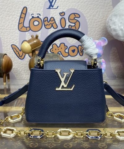 Replica Loius Vuitton Capucines Dark Blue - top-grade luxury bag dupe