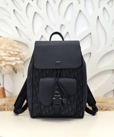 Replica Dior Saddle Backpack With Flap Black