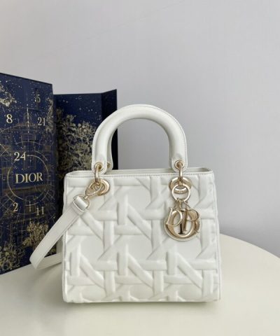 Replica Lady Dior Large White - 1:1 premium replica handbag