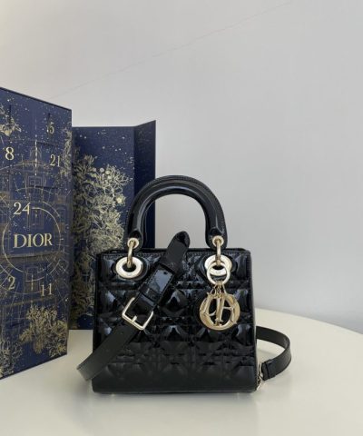 Replica Lady Dior Mini Black Patent - high-end replica designer purse
