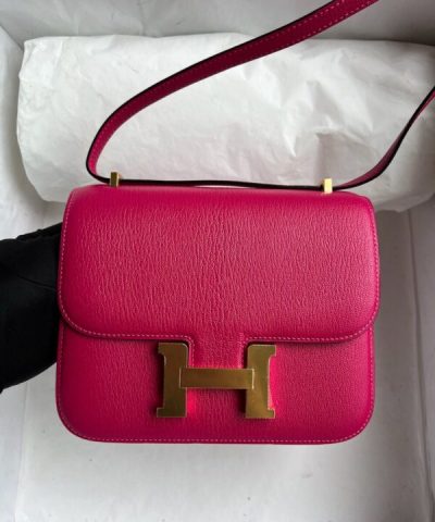 Replica Hermès Constance 18Cm Bright Rose - affordable luxury replica bag