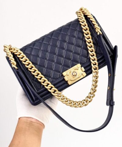 CHANEL Le Boy Dark Blue - affordable luxury replica bag