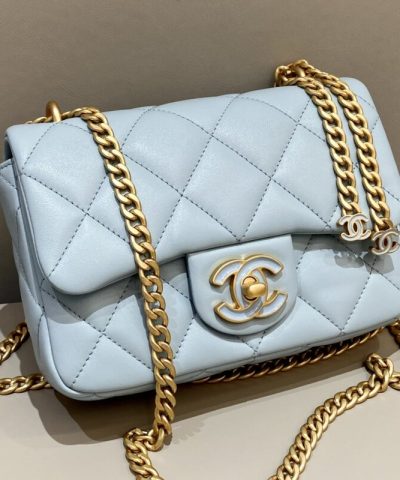 CHANEL 22P Enamel Bag Light Blue - premium superclone handbag