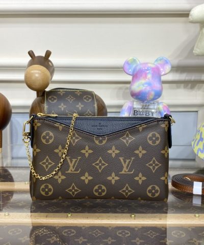 Replica Louis Vuitton Pallas Clutch Black - 1:1 premium replica handbag