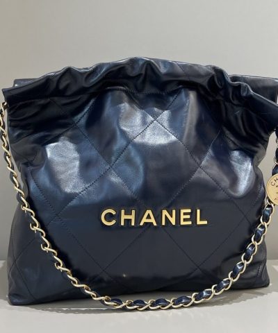 CHANEL 22 Small Handbag Dark Blue - elite factory replica handbag