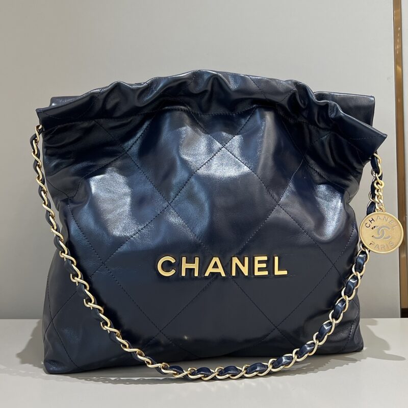 CHANEL 22 Small Handbag Dark Blue - elite factory replica handbag