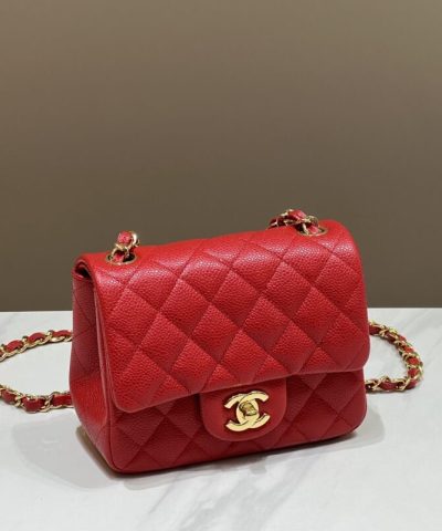CHANEL Classic Flap 17cm Bright Red