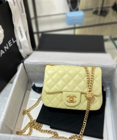 CHANEL 23S Camellia Square Yellow - affordable luxury replica bag