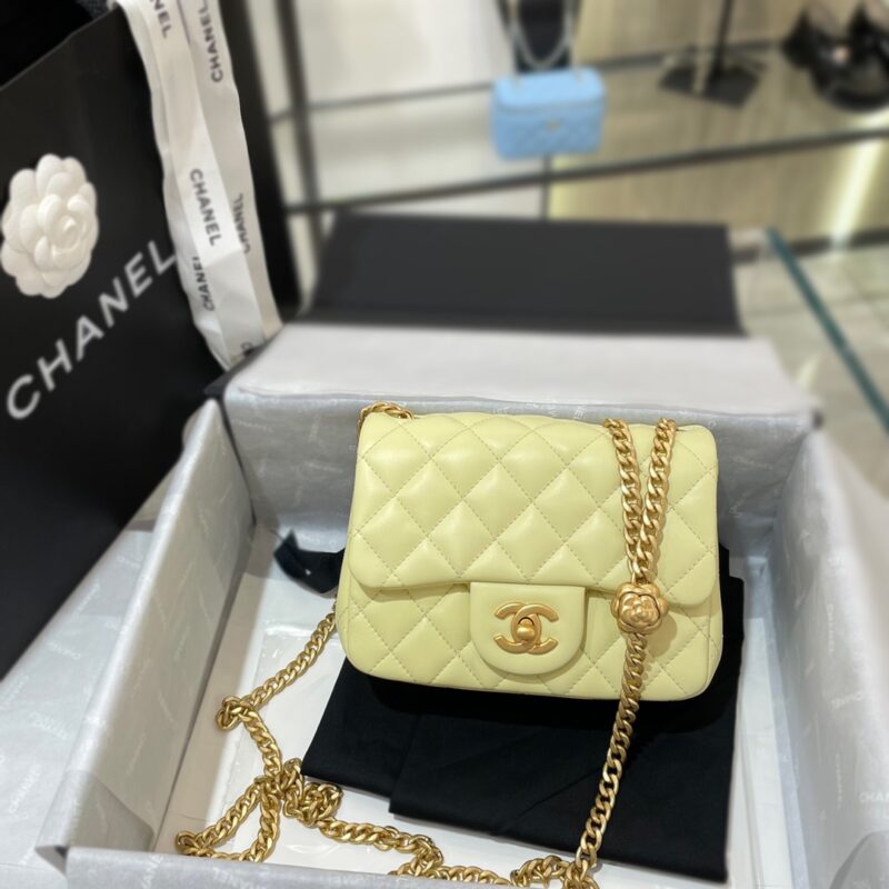 CHANEL 23S Camellia Square Yellow - affordable luxury replica bag