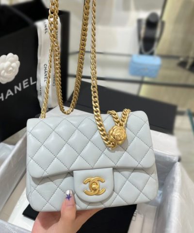 CHANEL 23S Camellia Square Light Blue - high-end replica designer purse