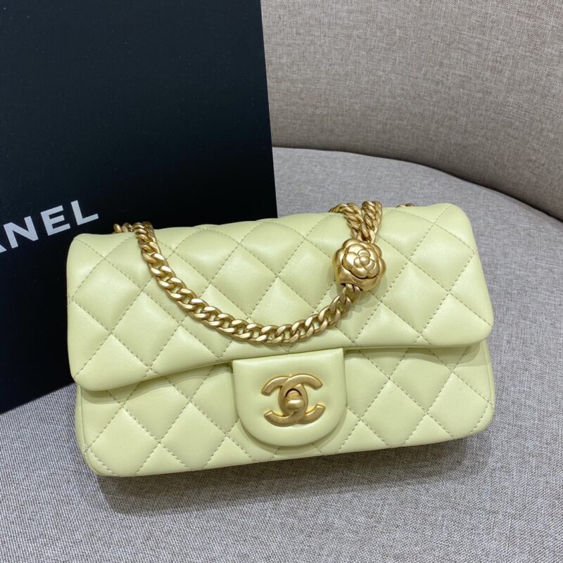 CHANEL Camellia Flap Yellow - high-end replica designer purse