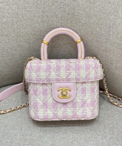 CHANEL Tweed Handle Crush Small Purple - high-end replica designer purse