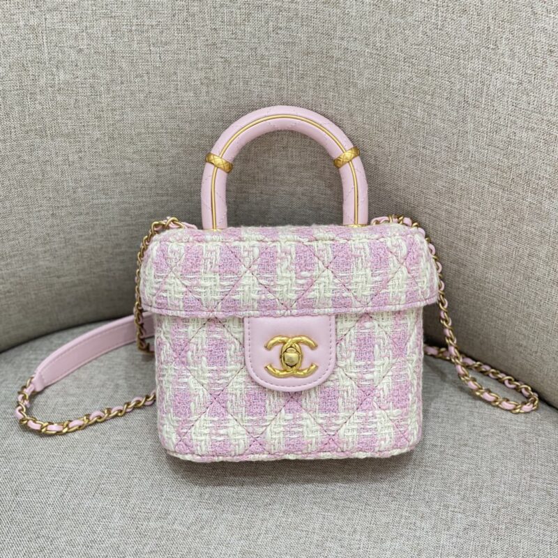 CHANEL Tweed Handle Crush Small Purple - high-end replica designer purse
