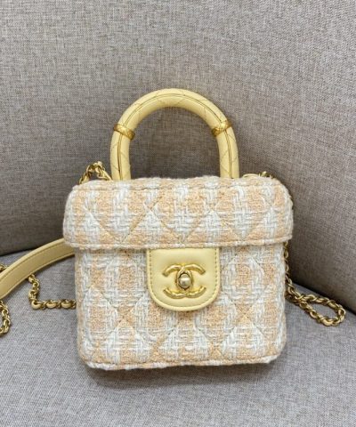 CHANEL Tweed Handle Crush Small Apricot - high-end replica designer purse