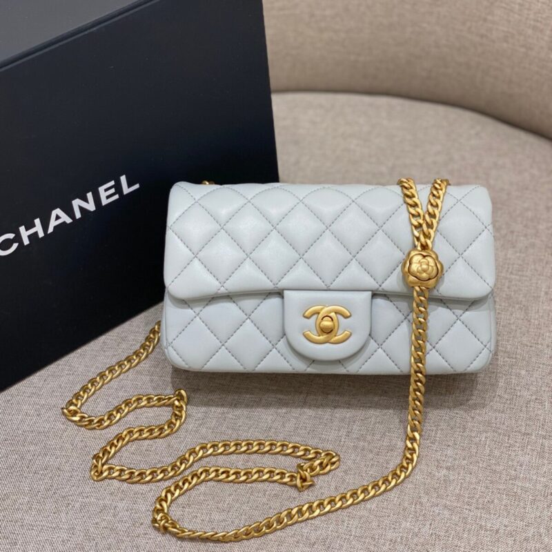 CHANEL Camellia Flap Light Blue - premium superclone handbag