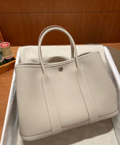 Replica Hermès Garden Party 30Cm Clacier White - premium superclone handbag