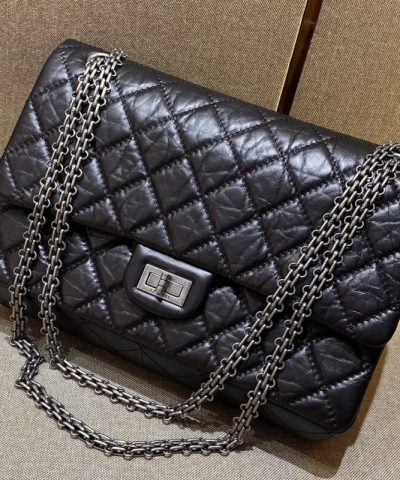 CHANEL 2.55 Bag Black Silver - high-end replica designer purse