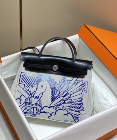 Replica Hermès Herbag 31Cm Blue Horse