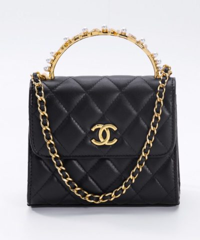 CHANEL 23B Pearl Black Handle Bag - top-grade luxury bag dupe