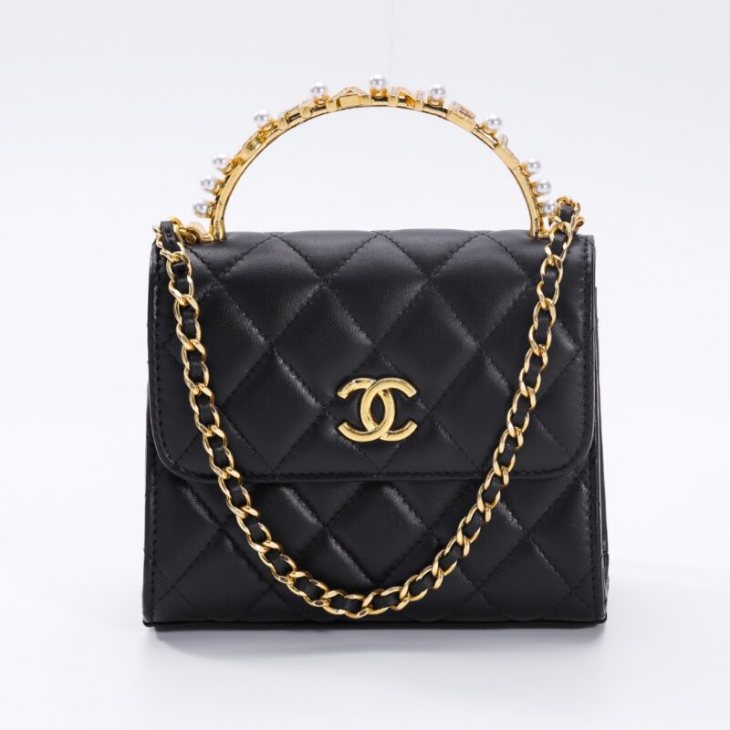 CHANEL 23B Pearl Black Handle Bag - top-grade luxury bag dupe