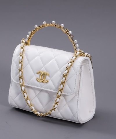 CHANEL 23B Pearl White Handle Bag - affordable luxury replica bag
