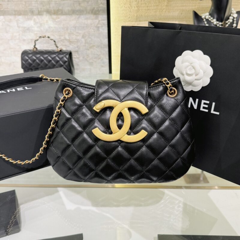 CHANEL 24c Round Shoulder Bag Black - elite factory replica handbag