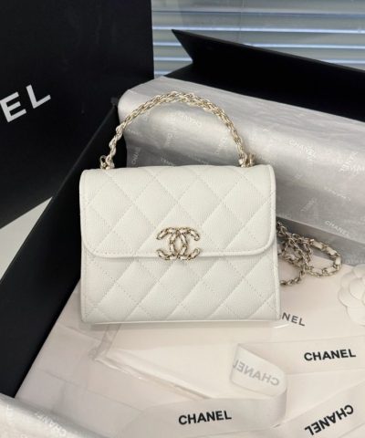 CHANEL 23P Kelly Handle White