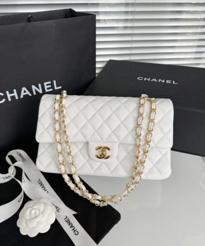 CHANEL Classic Flap 25cm White - high-quality designer bag dupe
