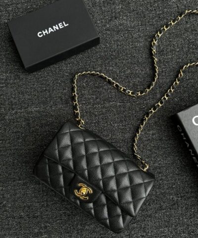 CHANEL Classic Flap 20cm Black Caviar - top-grade luxury bag dupe