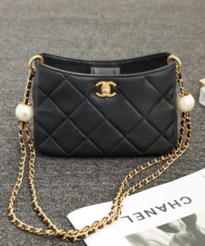CHANEL 24s Double Pearl Hobo Bag - designer handbag clone