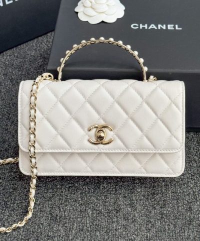 CHANEL 24s Pearl Handle White - elite factory replica handbag