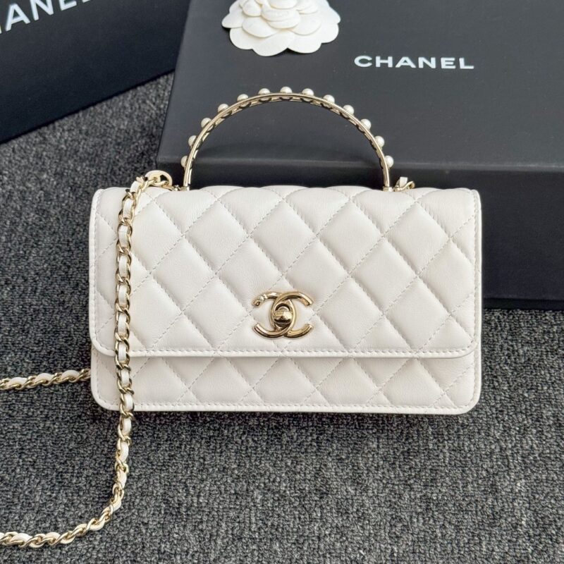 CHANEL 24s Pearl Handle White - elite factory replica handbag