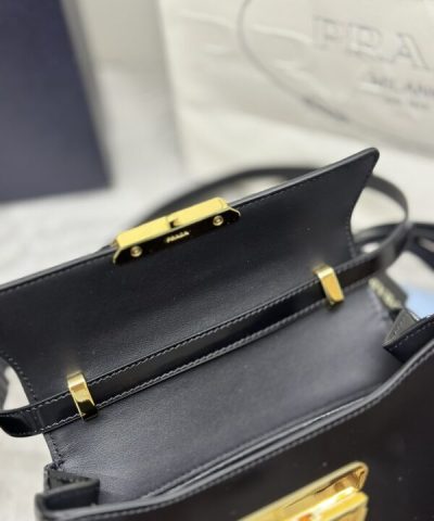 Replica Prada Triangle Leather Handbag Black