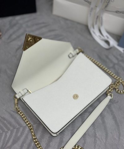 Replica Prada Saffiano White Small Envelope - affordable luxury replica bag