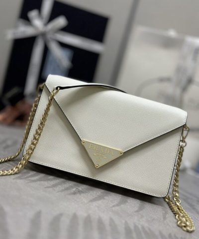 Replica Prada Saffiano White Small Envelope