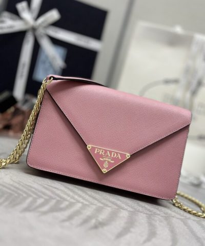 Replica Prada Saffiano Pink Small Envelope - top-grade luxury bag dupe