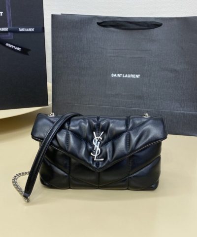 Replica YSL Loulou Black Puffer Silver - affordable luxury replica bag