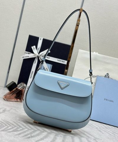 Replica Prada Cleo Medium Blue Bag With Flap - high-end replica designer purse
