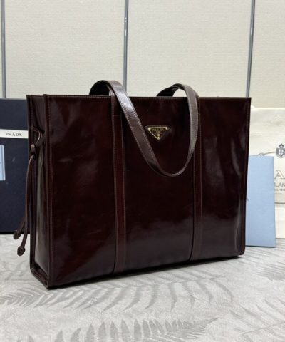 Replica Prada Antique Nappa Tote Dark Brown