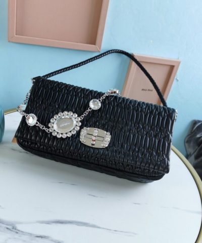 Replica Miu Miu Crystal Handbag Black - top-grade luxury bag dupe